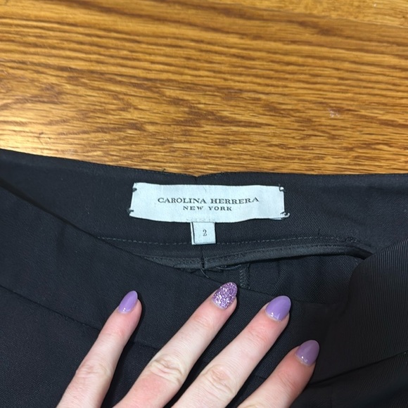 Carolina Herrera Black Wool Slim Straight Leg Trousers Size 2 Quiet Luxury - Picture 7 of 12